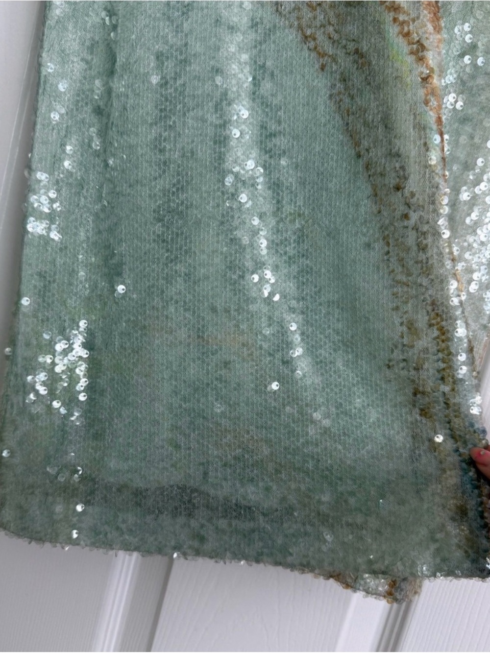 Jonathan Simkhai Serene Seafoam Marble Print Sequin Maxi Dress Gown - Picture 4 of 4